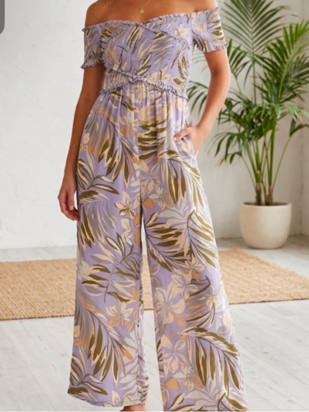 Anthropologie Patrons of Peace tropical floral wide-leg jumpsuit Sz S
